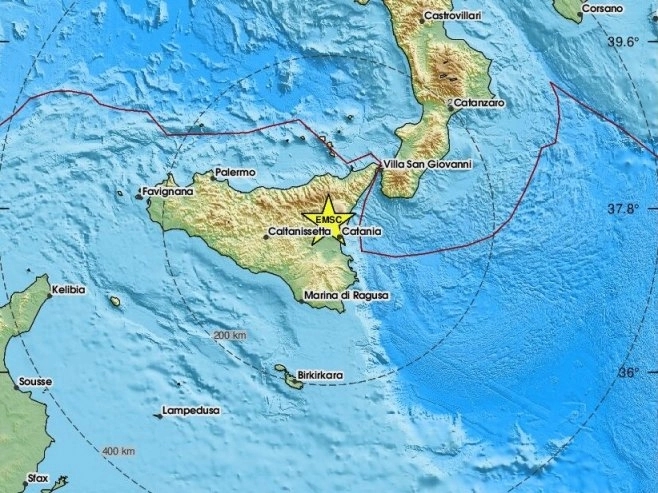 Јak zemljotres na Siciliji, epicentar – vulkan Etna