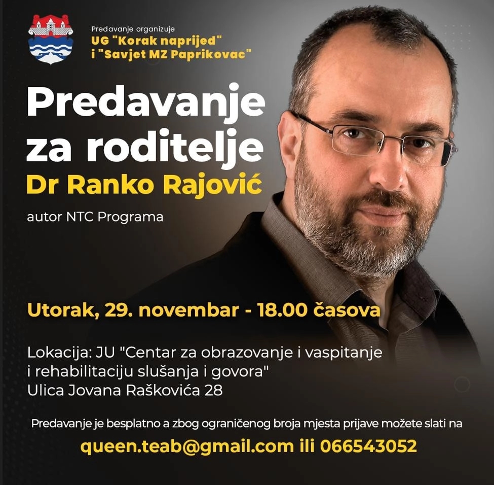 U Banjaluci će dr Ranko Rajović održati predavanje za roditelje