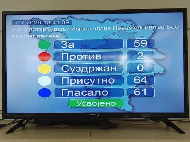 Poslanici NSRS podržali veto srpskog člana Predsjedništva