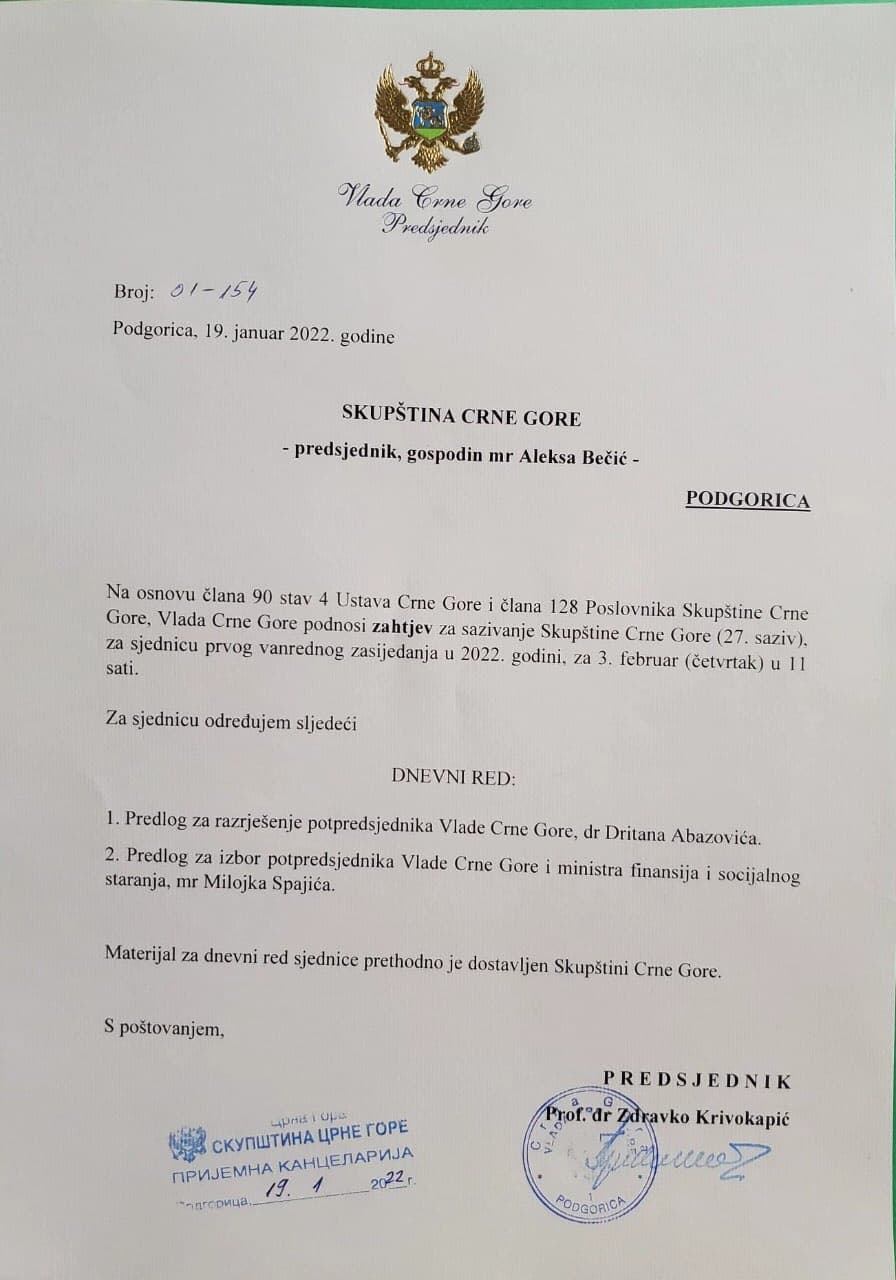 Krivokapić uzvratio Abazoviću, podnio inicijativu za njegovu smjenu