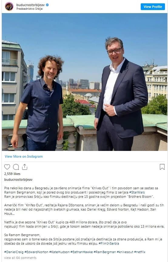 Vučić sa Ramom: “Najskuplji film ikada snimljen u Srbiji”