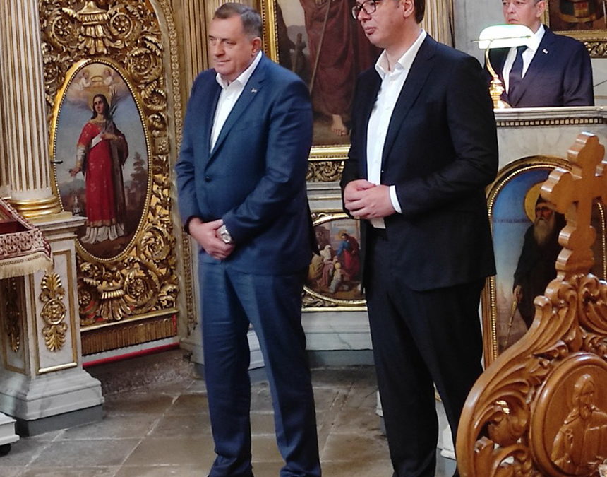 Dodik i Vučić posjetili crkvu Svetog Đorđa u Budimpešti